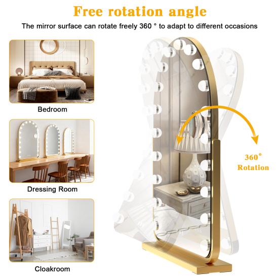 Arch Mirror Vanity with 17 LED Lights, Curved Table Top Makeup Mirror, Anti-Glare Protective Coating Rotatable Base 10x Magnifying Glass, Touch