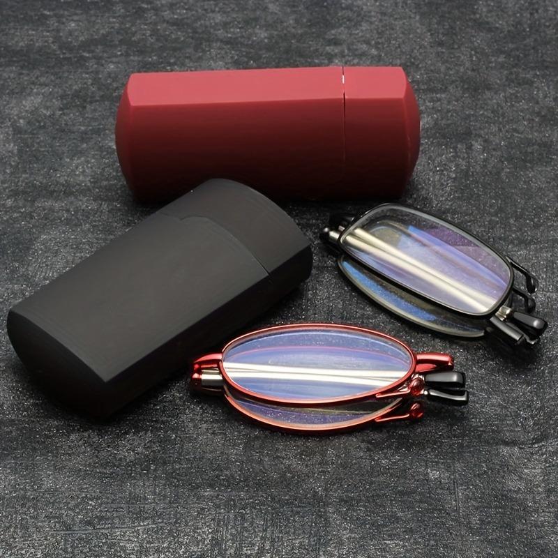2 Pairs of Fashionable Foldable Reading Glasses Compact Design and Lightweight Box Portable and Foldable Reading Glasses