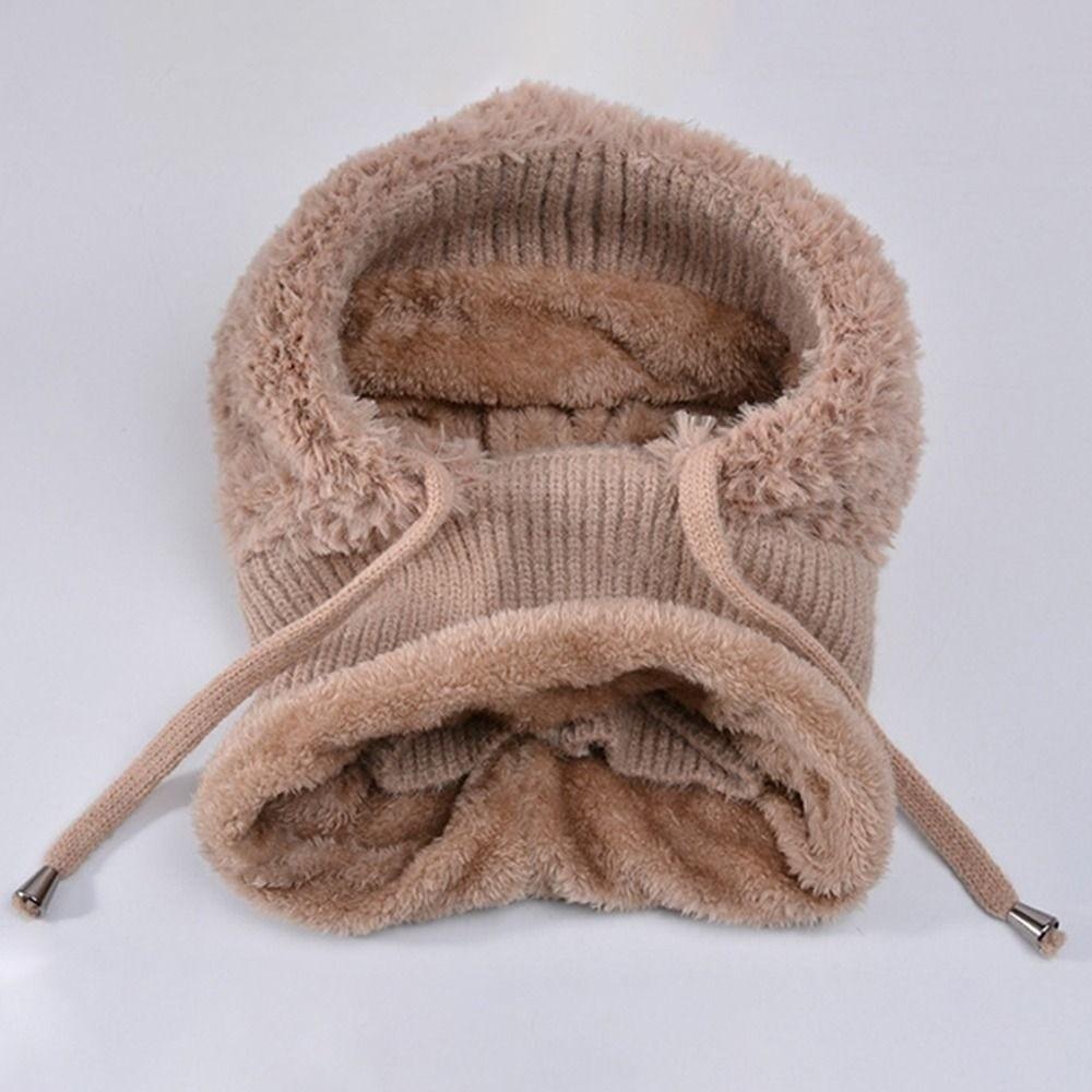 Fluffy Texture Warmth Cover Hat Neck Integrated Hat  Winter Season Outdoor Activities