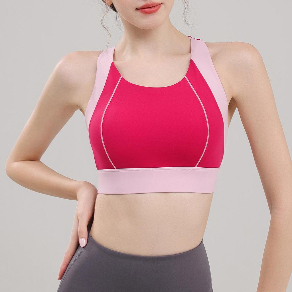 Shockproof High-Intensity Sports Bra: Colorblock Yoga Vest for Running, Slimming I-Back, Enhanced Support