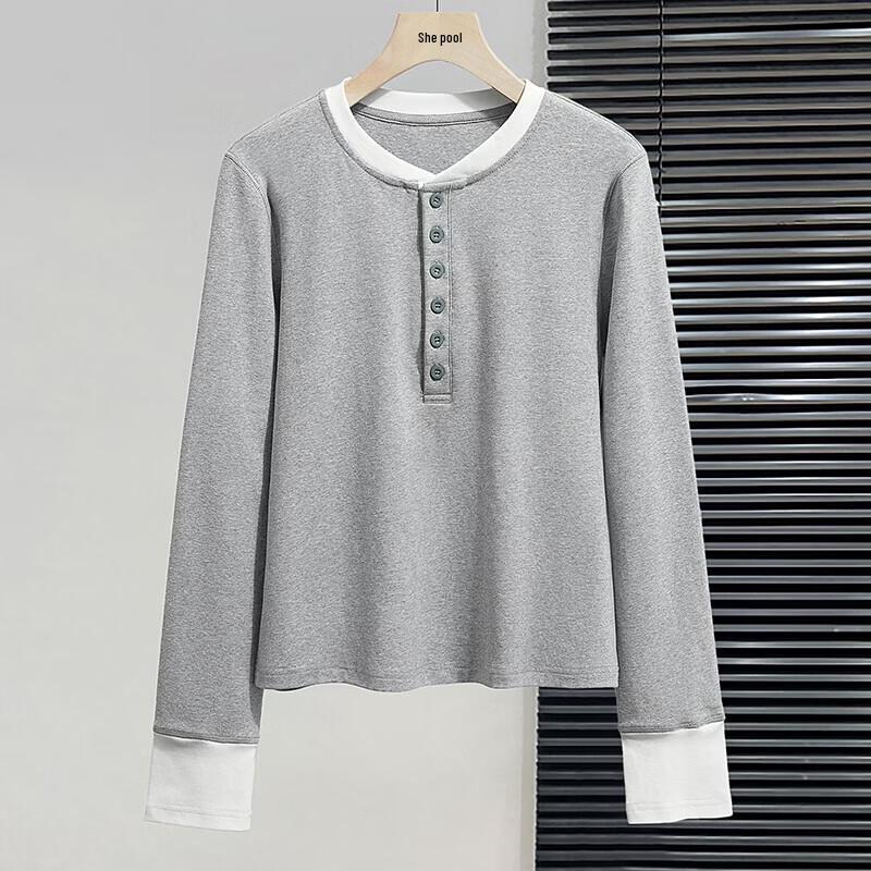 

Women s Color-Block Faux Two-Piece Long Sleeve T-Shirt M