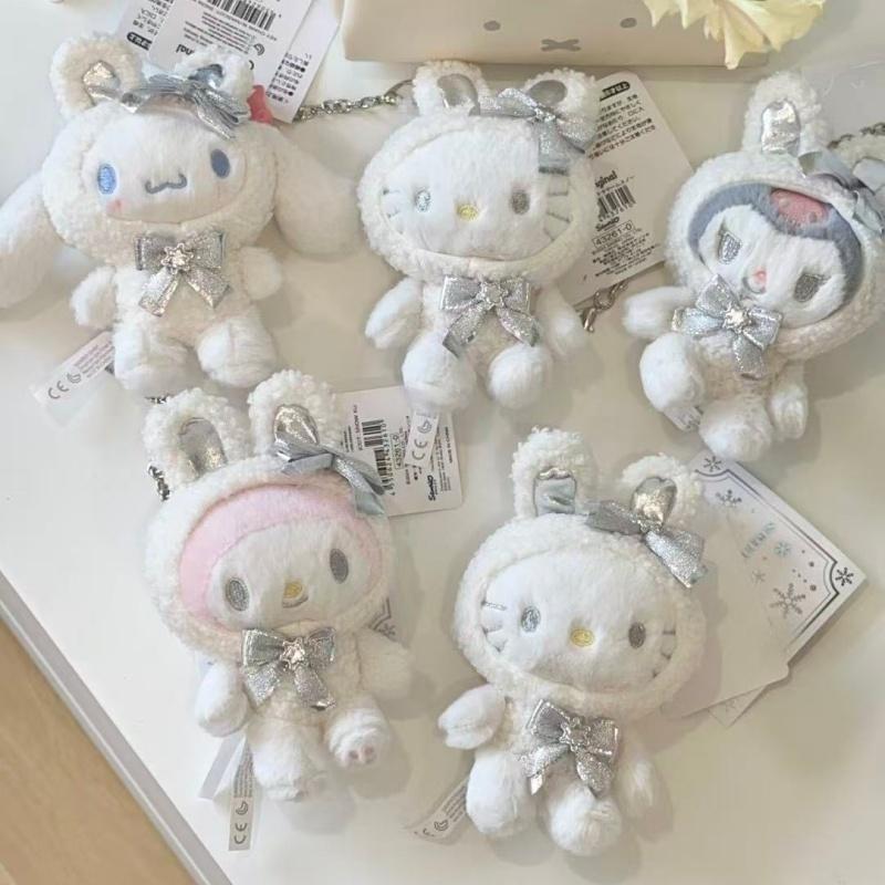 First Snow Winter Collection Kuromi Kitty Melody Anime Plush Doll Pendant Snow Bunny Cinnamoroll Stuffed Animals Charm