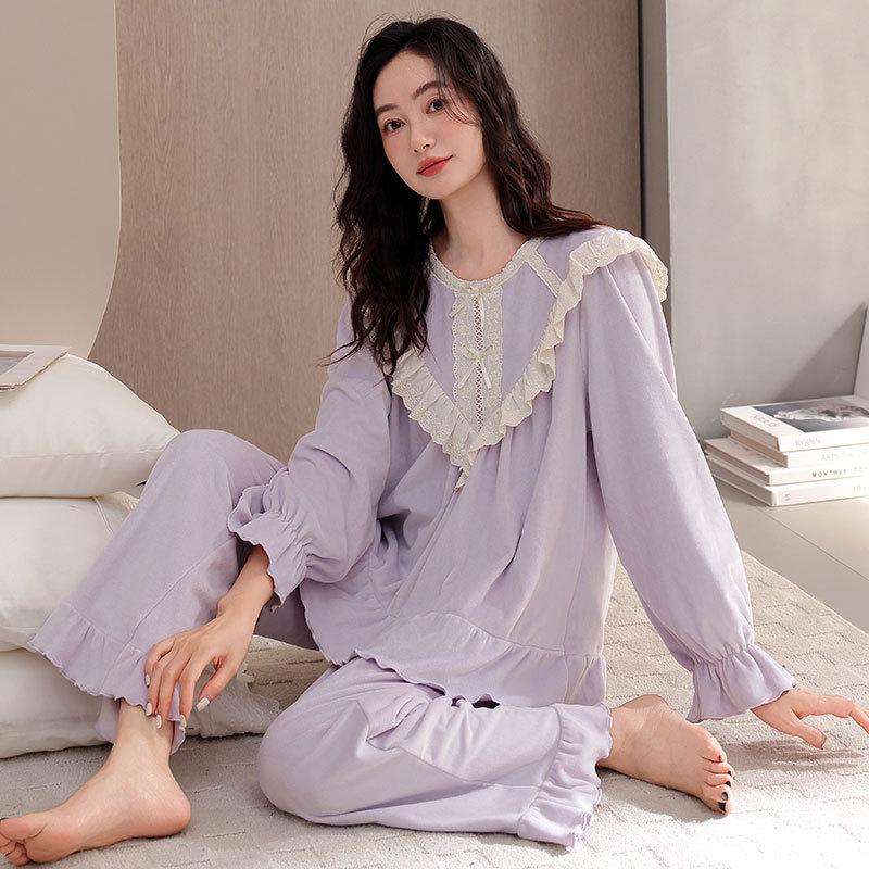 Pajamas Women'S Autumn And Winter Island Velvet Red Natal Year Women'S Thin Velvet Loungewear Suit Winter