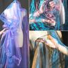 100X150cm Colorful Two-color Gradient Organza Mesh Fabric Shiny Tulle for Wedding Dress Headwear DIY Sew Patchwork Home Curtains