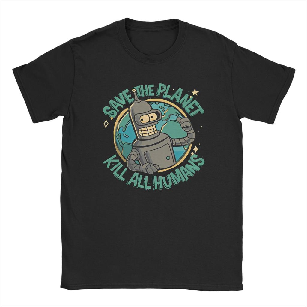 Rettet den Planeten Tötet alle Menschen Futurama Merch Herren Damen T-Shirts Sommer T-Shirt Grafik Bedrucktes T-Shirt Kleidung