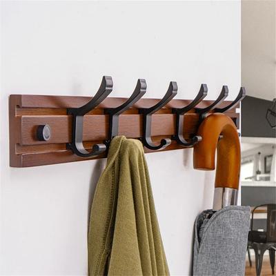 Wandgarderobe mit abnehmbaren Haken, Badezimmertür-Kleiderbügel, Flur-Hut-Schlüssel-Aufbewahrungshalter, Möbelaufhänger, Bambus