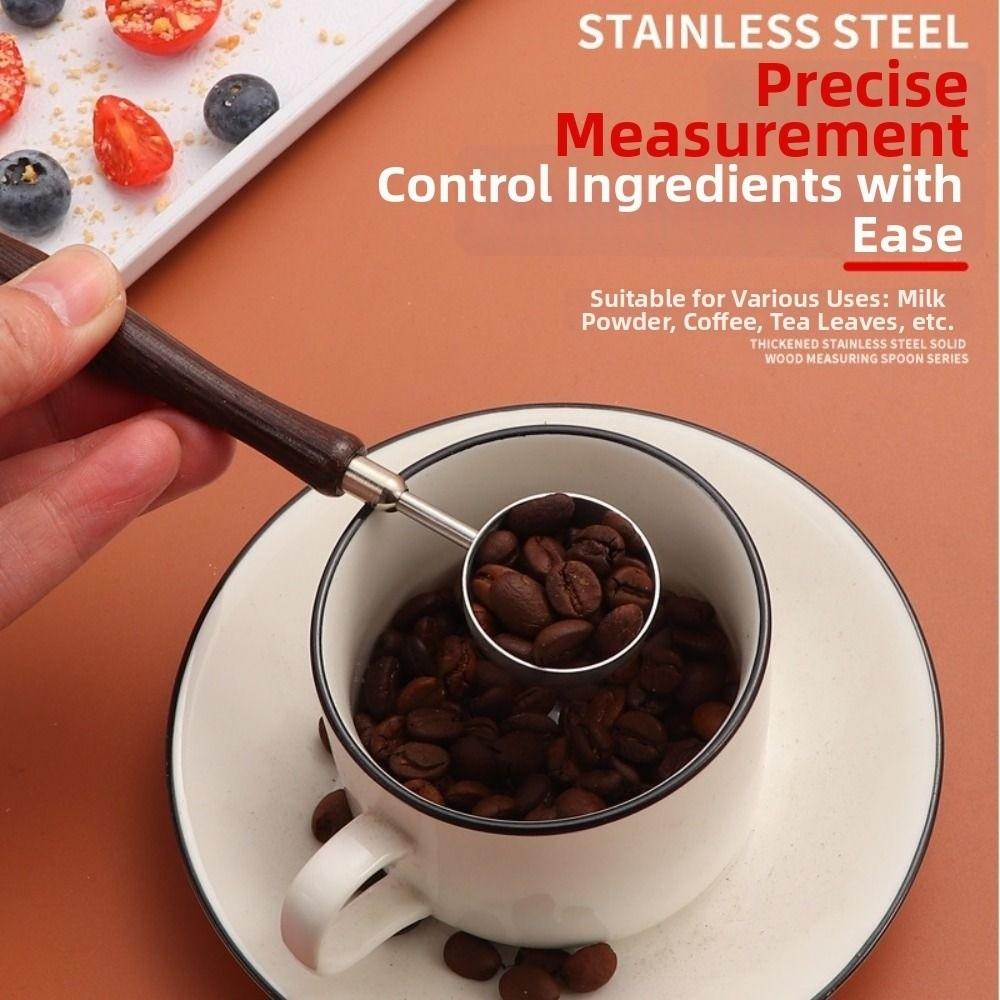 Stainless Steel Long Coffee Scoop Spoon Wood Handle Measuring Spoon Tea Scoop Spoon Kitchen Tool