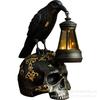 New Halloween Crow Ornament Vintage Desktop Skull Prop Resin Ornament Solar Ghost Day Decoration