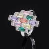 Fashion Color Zircon Snow Lotus Ring Design Sense Colorful Ice Linghua Treasure Tourmaline