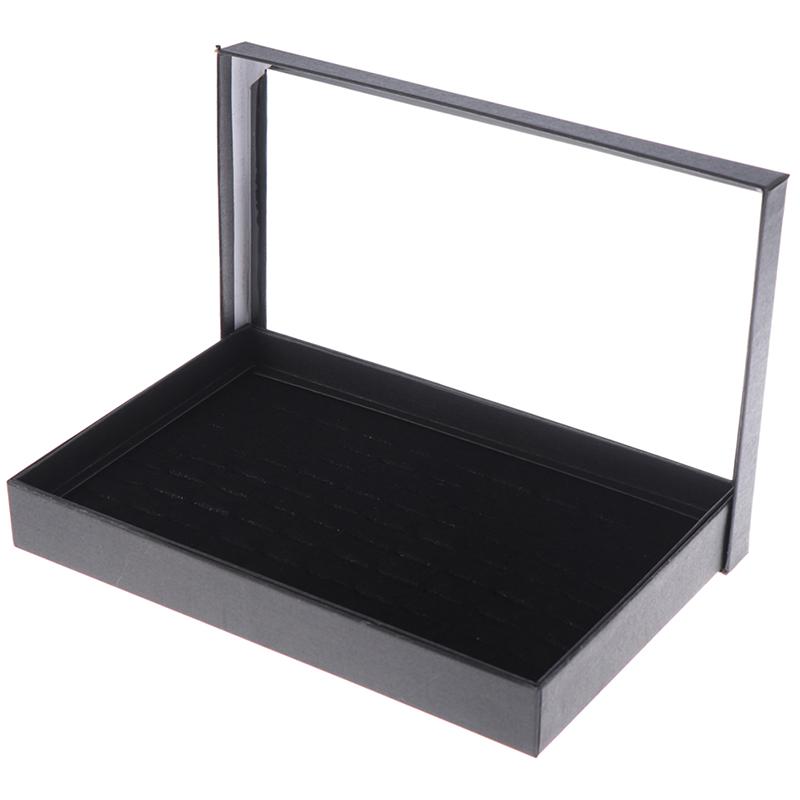 100 Ring Lady Jewelry Display Storage Box Case Tray Show Organiser Holder Black#