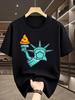 Funny Liberty Statue With Pizza Slice Print Unisexs Short Sleeve Tshirt Crew Neck Food Humor Casual Outdoor Daily Comfort Wear
