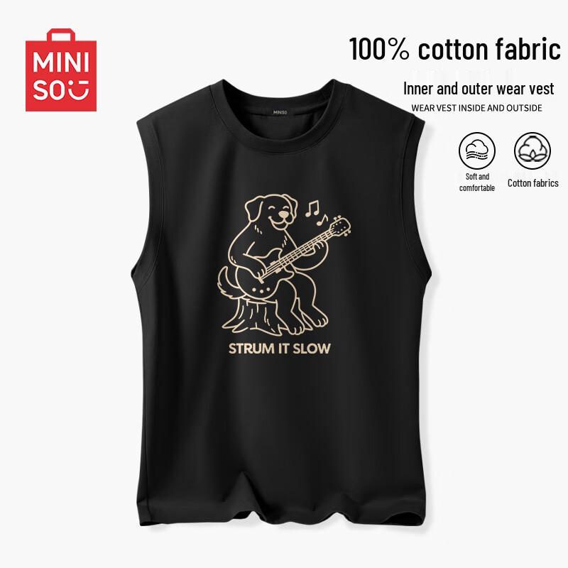 MINISO Мужской свободный хлопковый жилет без рукавов 4XL