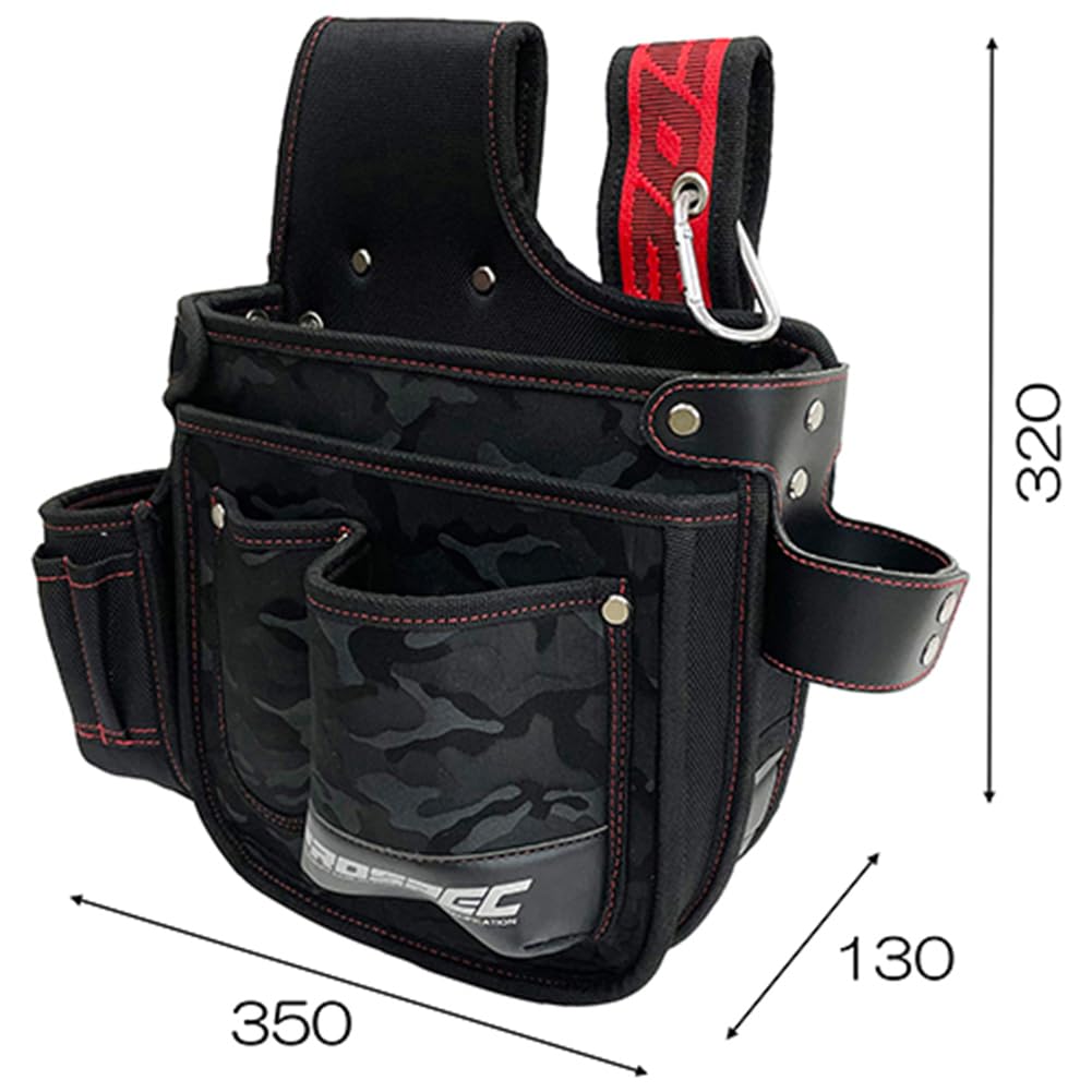 SK11 Nail Bag with Holder, Reinforced Bottom, Black Camouflage Fabric, and Unique Belt Loops, PRO-RD15 Camouflage Black