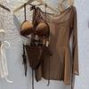 Retro Tummy Control Mesh Cover-up Bikini Set for Women - European & American Style