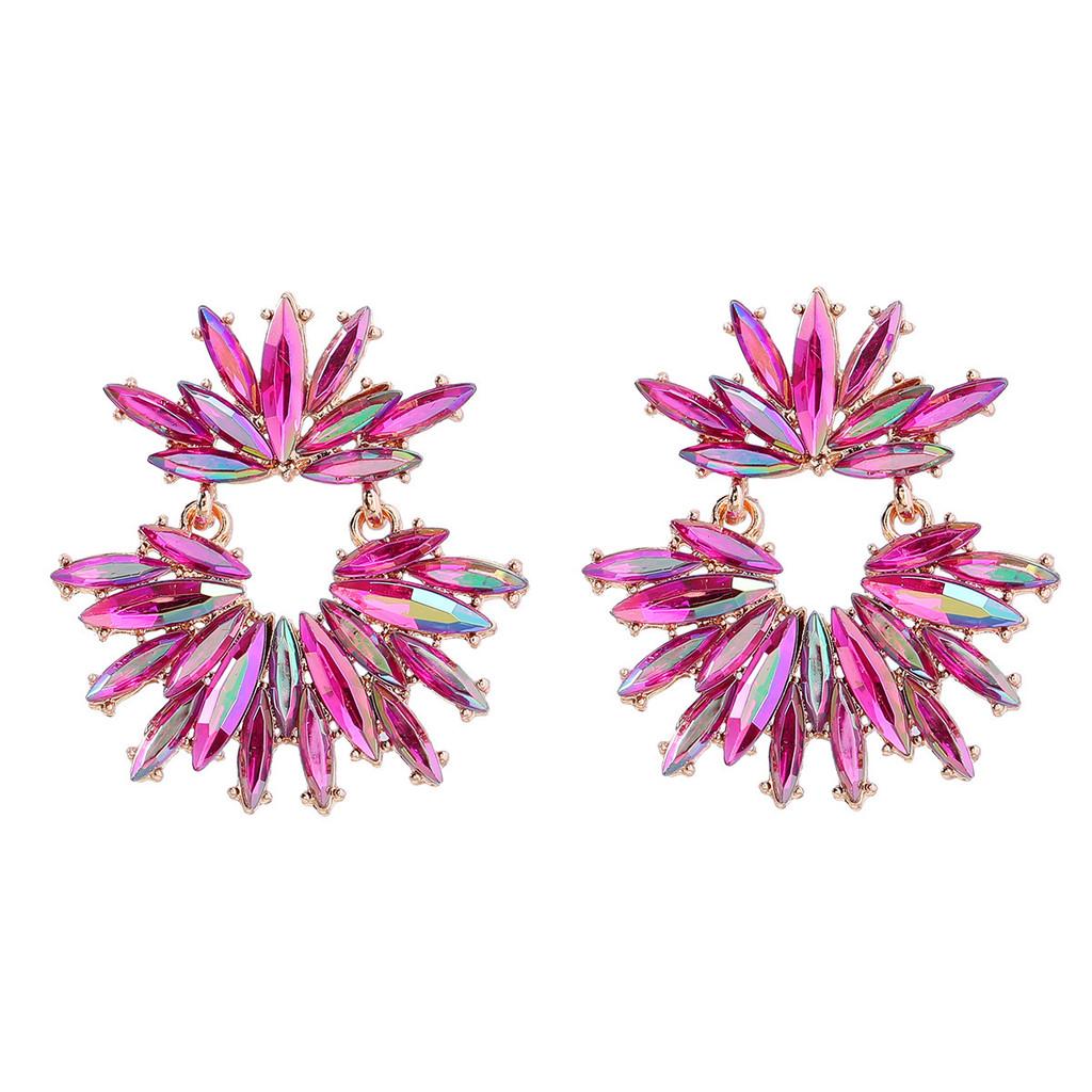 Pinkdudu Multi-Color & Green Rhinestone Earrings Ultra Sparkle Statement Studs PD1064