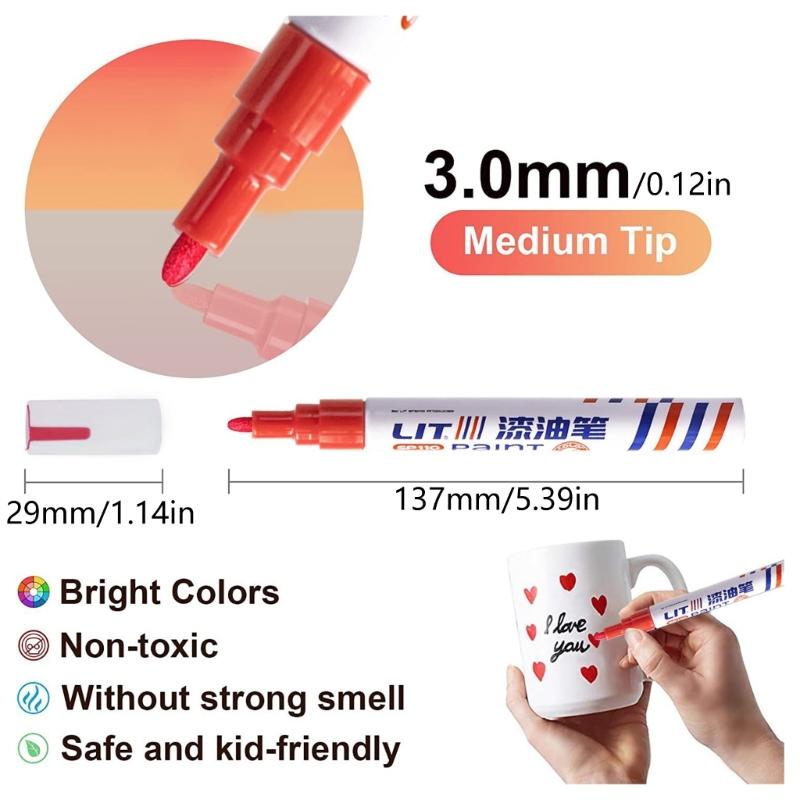 Tire Paint Pen Long Lasting Car Wheel Touch Up Paint Marker Pen Waterproof Oil Based Formula for Tire Restoration