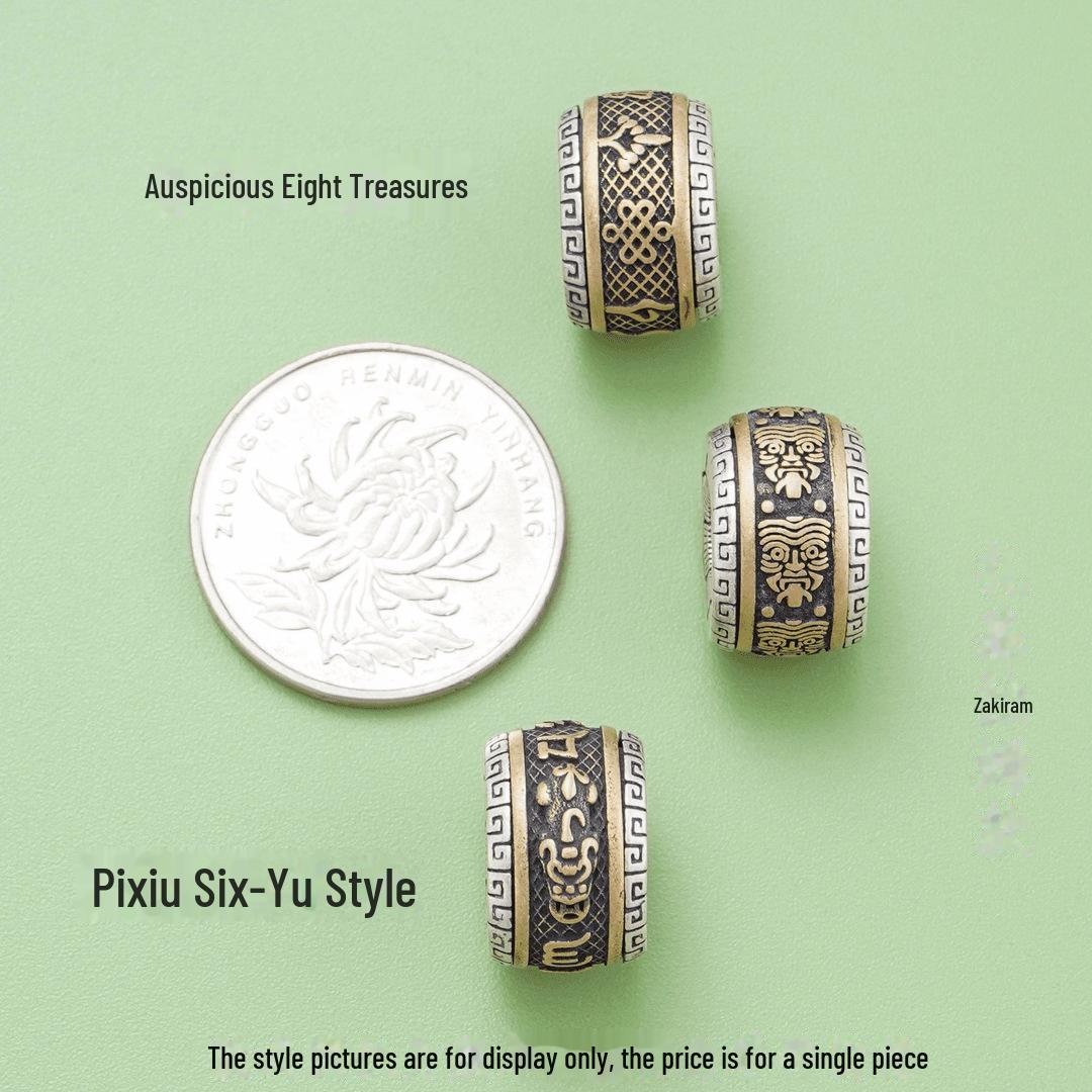 

Невыцветающие вращающиеся бусины Pixiu Mantra Drum и бусины Zhajiram Barrel - Аксессуары для браслетов Auscious Eight Treasures Pixiu Six-Word Rotating Drum Bead Z-3