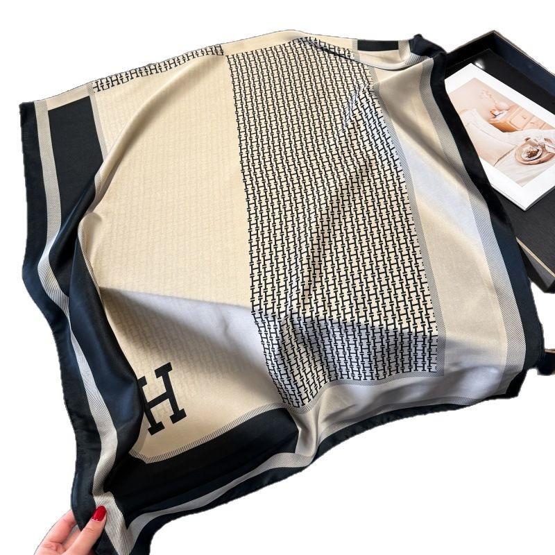 Simulation silk scarf female Lijing forging silk scarf Korean version simple and versatile beach scarf with travel shawl printing