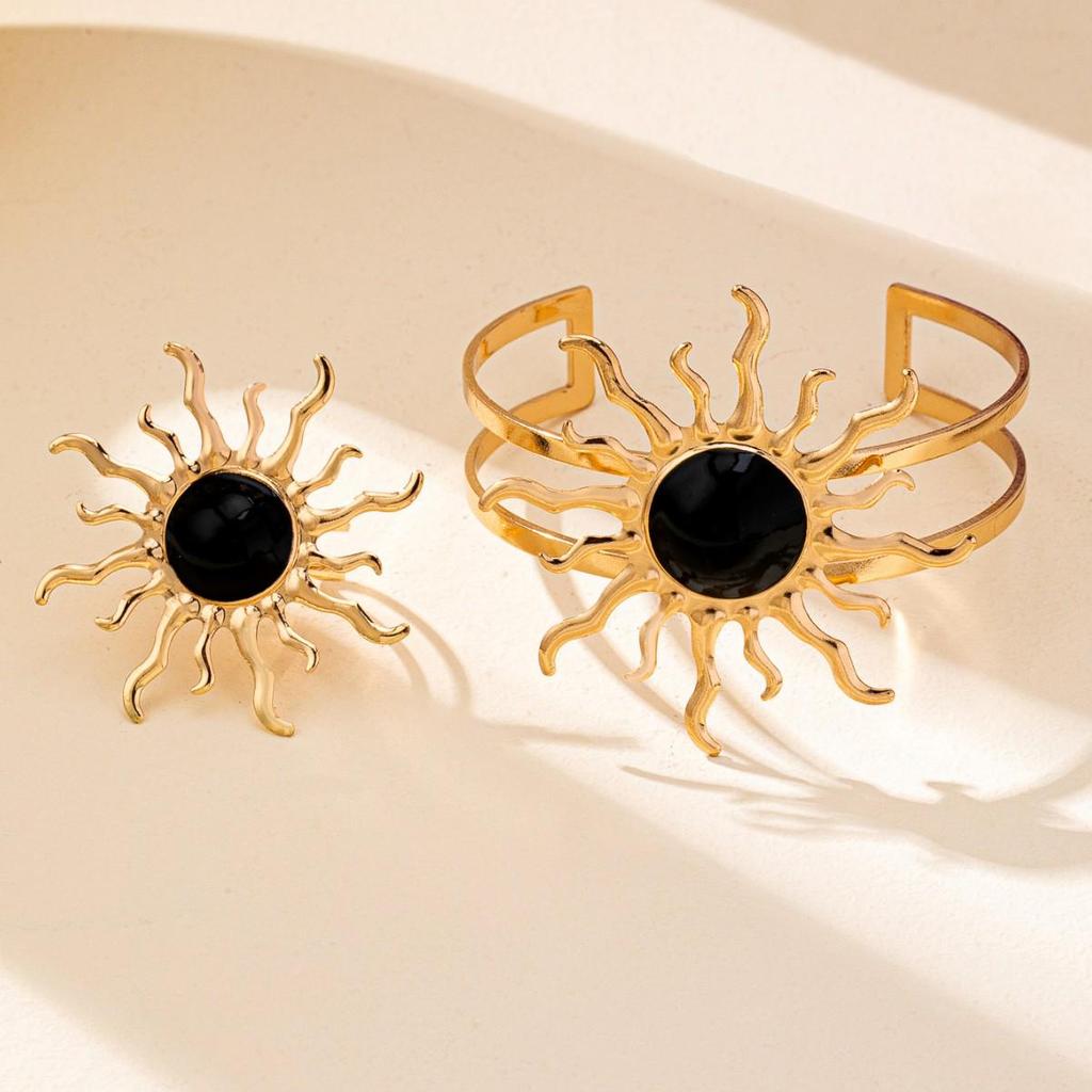 Elegant Sunflower Bracelet & Ring Jewelry Set for Women