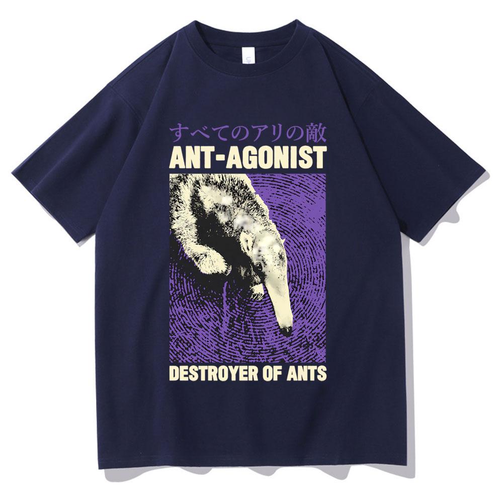 Ant Agonist Destroyer of Ants Tshirt Funny Meme Japanese Anteater Print Tshirt Men Women Casual Oversized Crewneck Short Sleeve