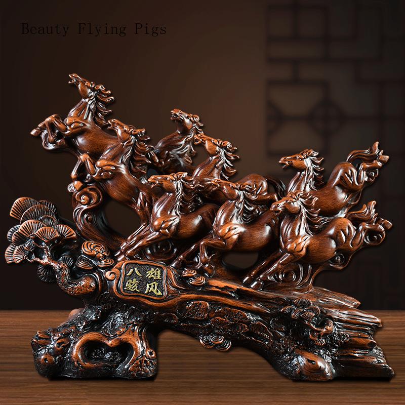 24x9x16cm small resin eight horse horse ornament handicraft housewarming gift feng shui  Artificial  Animal  desk decoration
