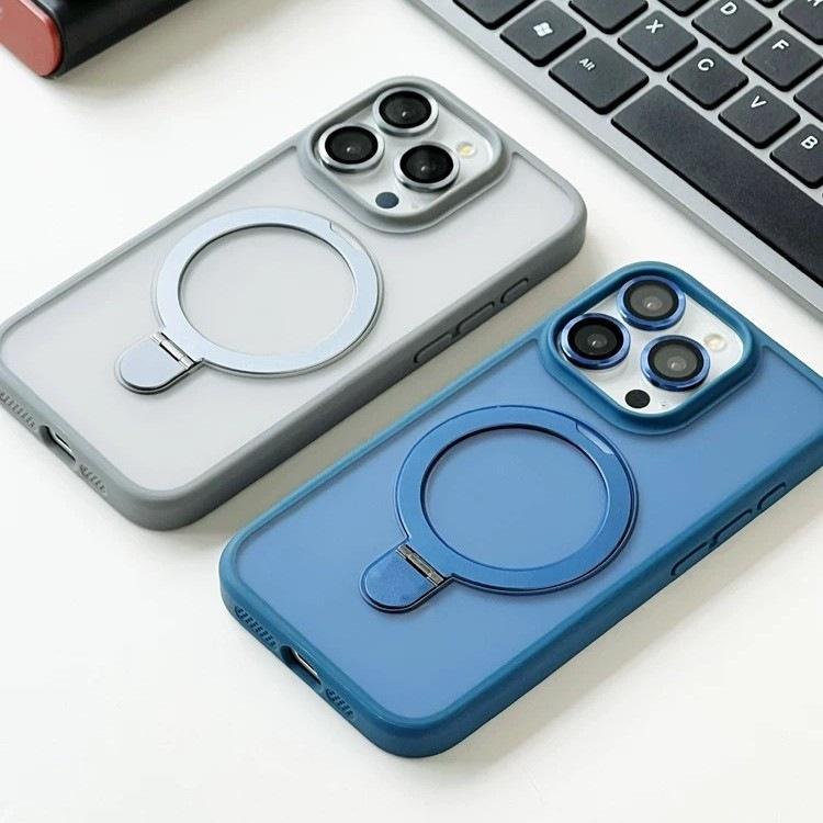 Applicable To iPhone17 Matte Magnetic Suction Bracket Mobile Phone Case Apple 15Pro with Lens Film Protective Case 18