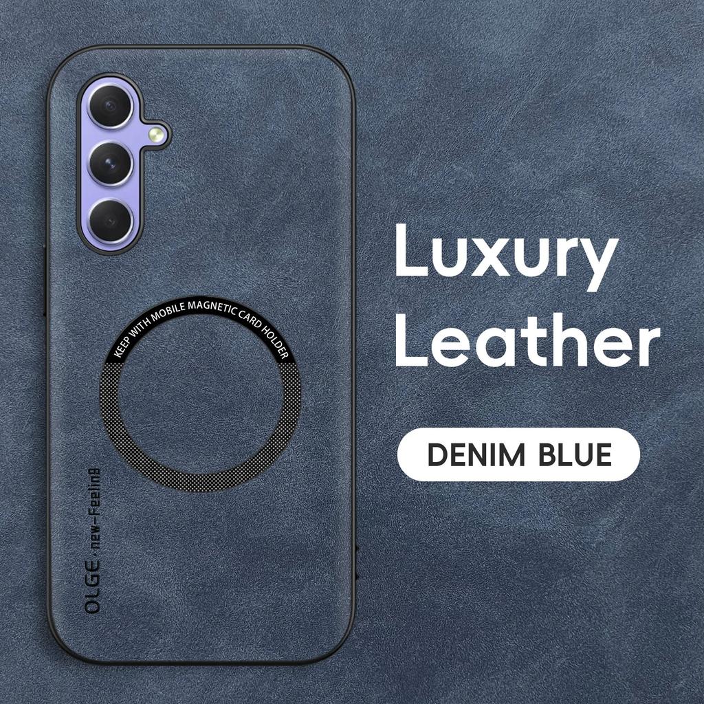 Luxury Leather Magnetic Case For Samsung Galaxy A55 5G A35 A54 A34 A14 A24 A53 A33 A13 A52S A32 A12 A51 Sheepskin Silicone Cover