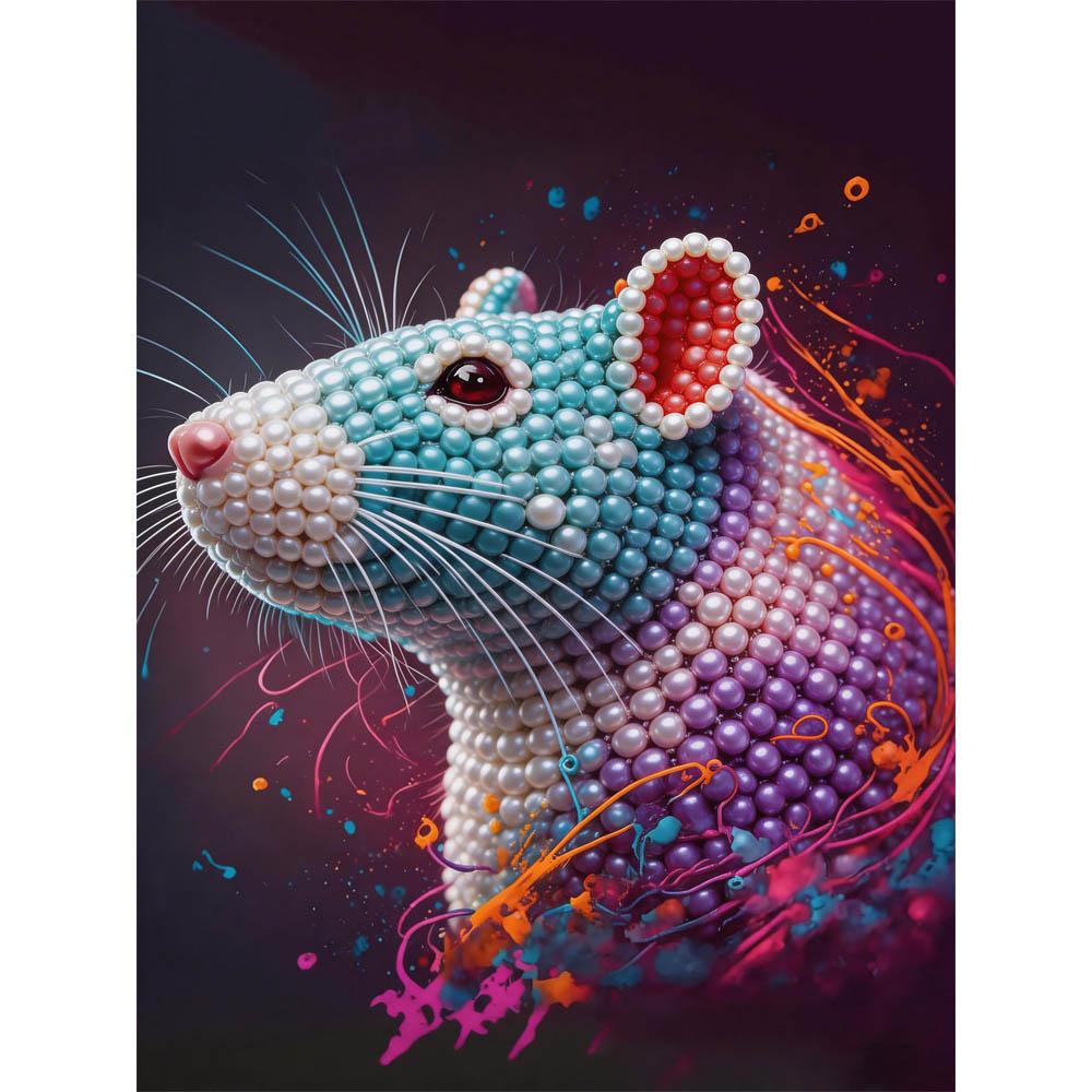

5D DIY Frameless Pearl Painting Rat Pattern Painting Kit, Suitable for Home Living Room Bedroom and Other Wall Decoration Art Paintings 30x40cm