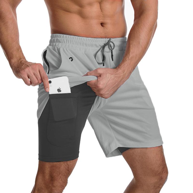 Men's Running Shorts 2-in-1 5/5 Quick Drying Fitness Straight Leg Mid Length Pants