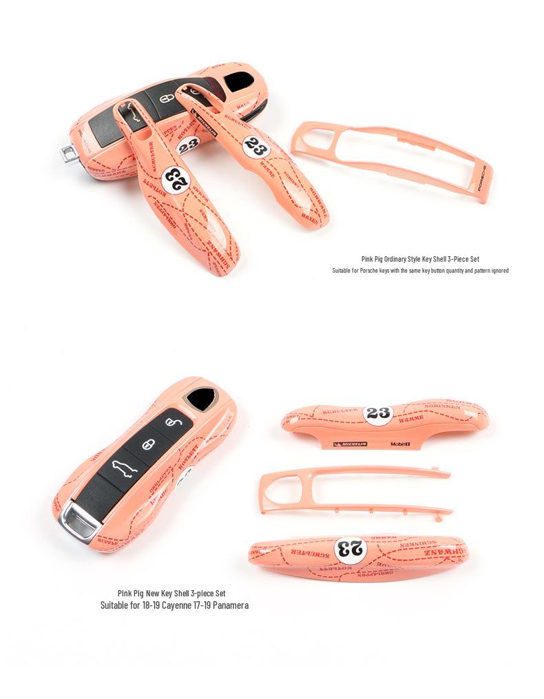 Suitable for Porsche Pink Pig Key Shell New Cayenne, Panamera, MACAN, 718 Car Key Shell & Pendant