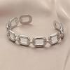 Gold Color Square Link Bracelet Hollow Out Women Bangle Open Cuff Bracelet  Wedding Jewelry Gift