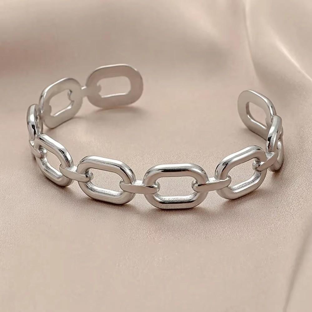 Gold Color Square Link Bracelet Hollow Out Women Bangle Open Cuff Bracelet  Wedding Jewelry Gift