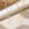 African Continent Map Pendant Necklace: Versatile & Trendy Clavicle Chain with Hollow Cross Design