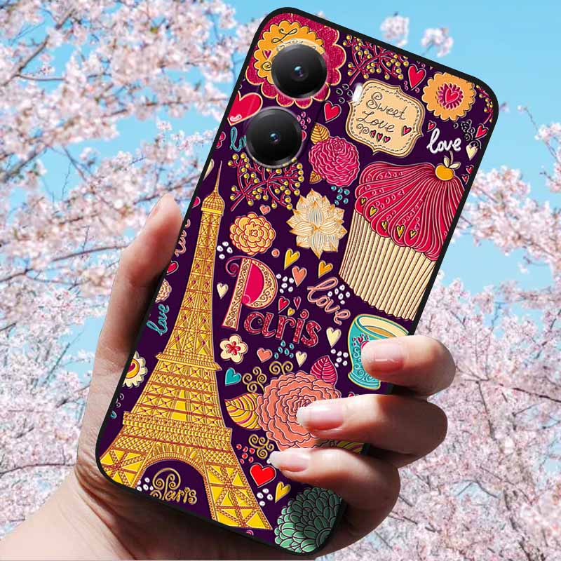 For Xiaomi Poco X7 Pro 3D Relief Flower Emboss Soft Silicone Case Cartoon Painted Back Cover for Poco X7 Pro with 3D Relief Case