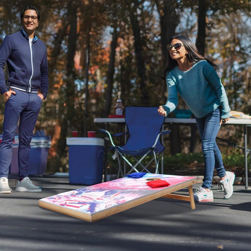 4x2ft Cornhole Set Portable Corn Hole Toss Game Board Wood with 8 Bean Bag