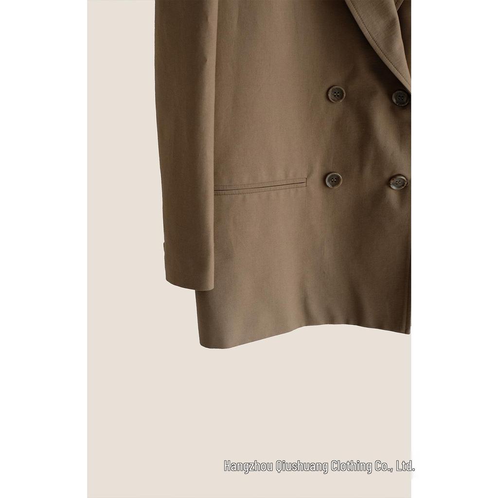 Doppelreihige locker sitzende Anzugjacke im chinesischen Stil mit Schalkragen