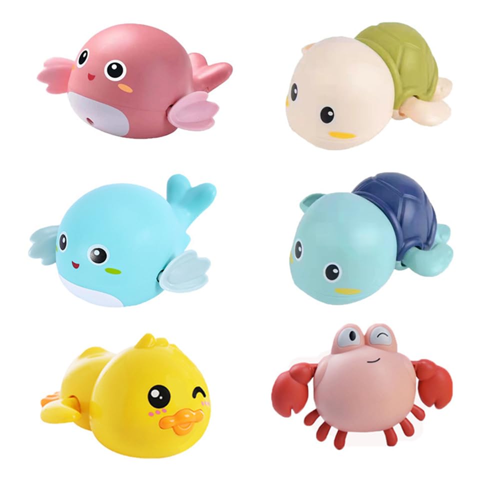 

6-Piece Bath Animal Toy Set, Baby Water Play Toys, Popular Rainbow Shower, Pig, Turtle, and Dolphin, Perfect for Birthdays and Baby Showers