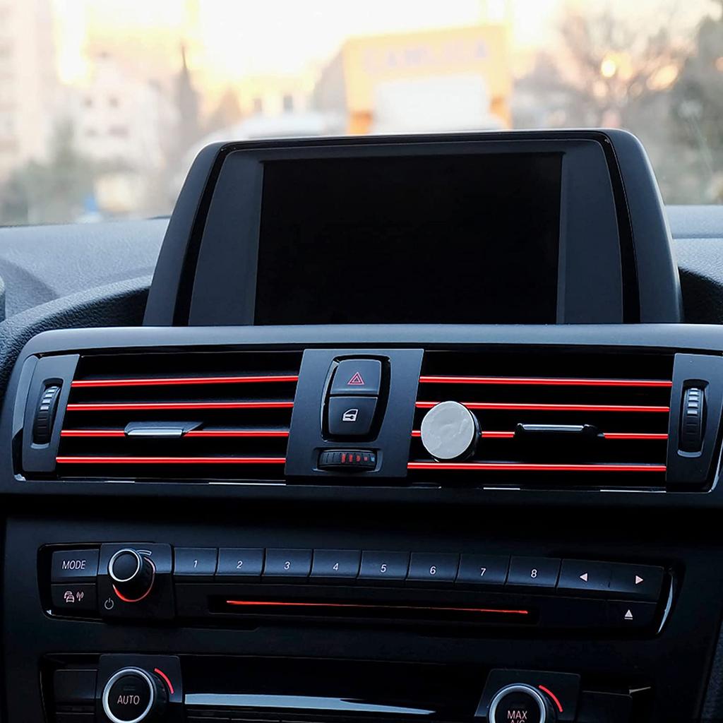 10Pcs U-shaped Car Air Outlet Decorative Strip Chrome-Plated PVC Car Interior Styling Decor Clip Trim Auto Interior Accessories