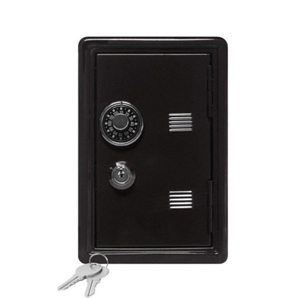 Mini Metal Safe Piggy Bank With Key Lock and Combination Children's Coin Piggy Bank Desktop Storage Box For Boys and Girls