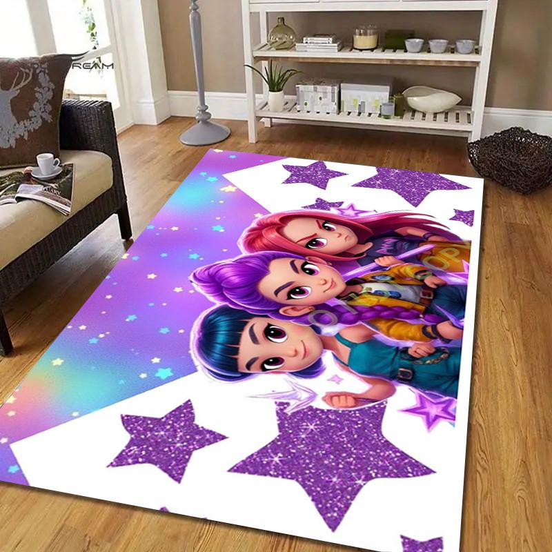 Star Friends Style Crystal Velvet Rug, Soft Anti‑Slip Crystal Velvet Carpet for Living Room Bedroom Home Decor