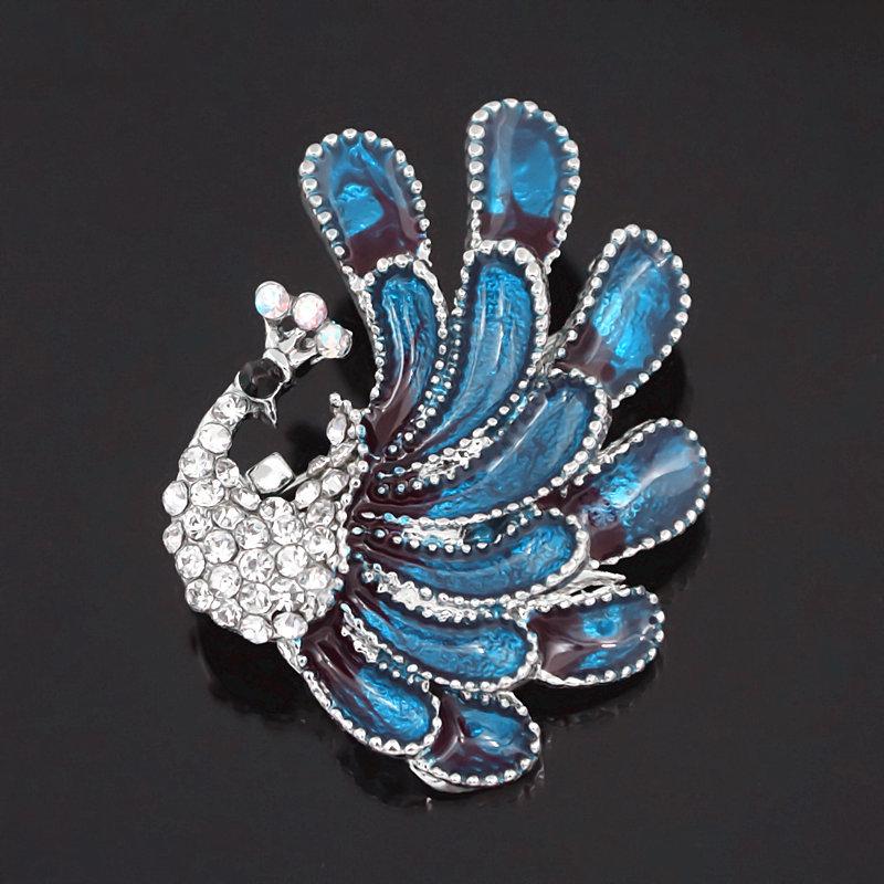 Sapphire Blue Enamel Peacock Lapel Pin - Cute Drip Oil Brooch for Clothing Accessories