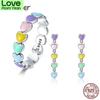 Rainbow Series Jewelry Set , Tone For Women Heart To Heart Finger Ring Earrings Fine Jewelry Giveaway GiftTrendy Rings