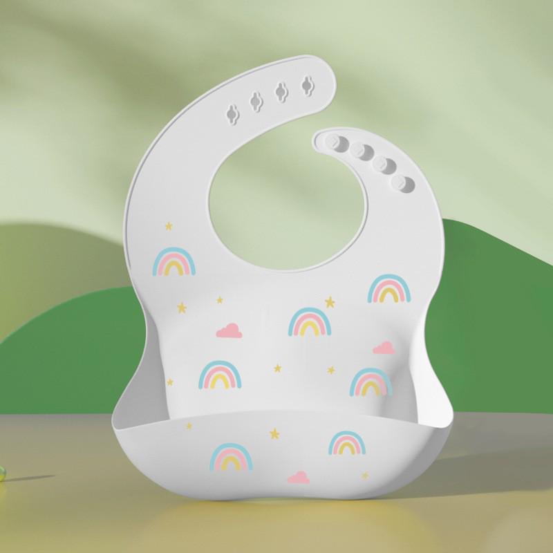 Babador de silicone à prova d'água para bebês - Babador de arroz descartável grande
