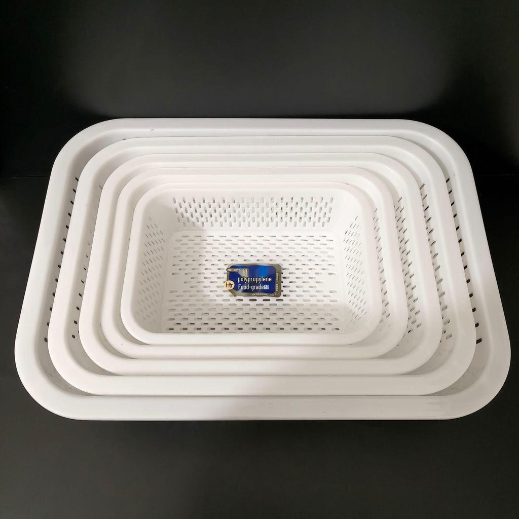 Thickened White Rectangular Kitchen Storage Draining Basket for Vegetables