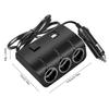 3-in-1 Zigarettenanzünder-Steckdosenverteiler für Autos 12-24V 2 USB Auto-Ladegerät Verteiler Verlängerer LED Blaulicht-Anzeige Autozubehör