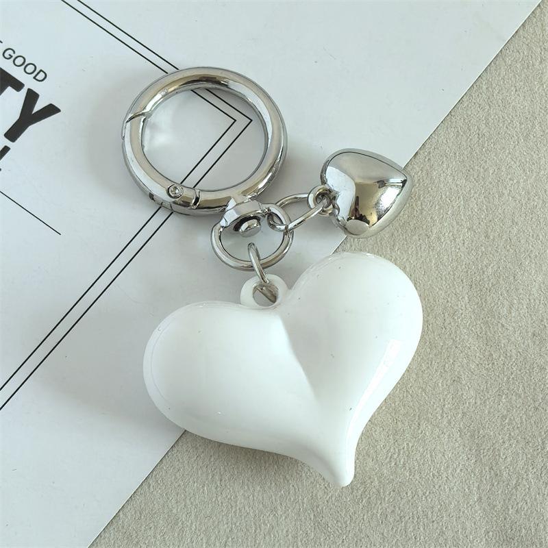 Black Transparent Puffy Heart Charms Keychain Grunge Fashion Bag Backpacks Hanging Ornament Car Key Chain for Women