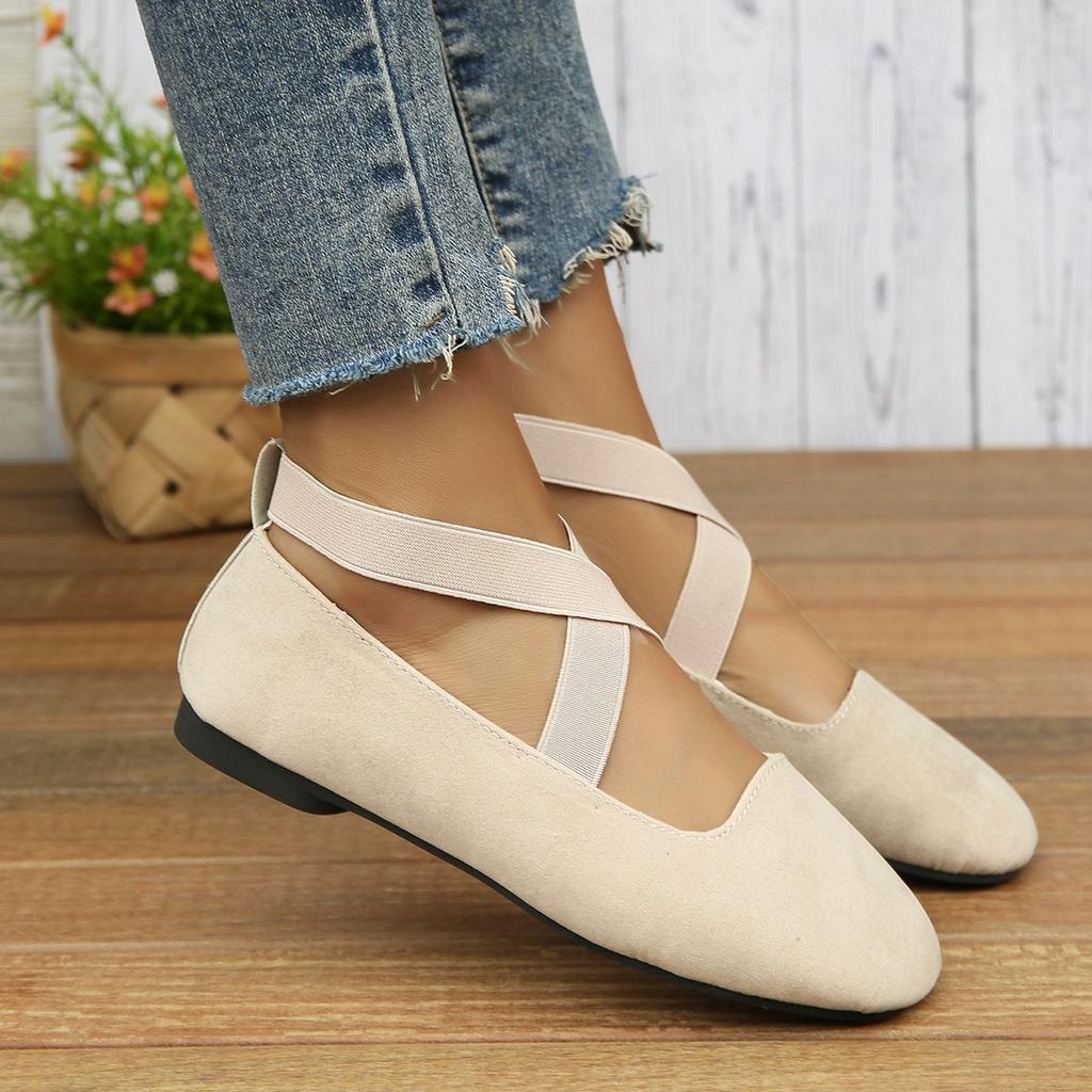 Elastic casual single shoes Shoes Shallow mouth flat bottom Large size casual single shoes