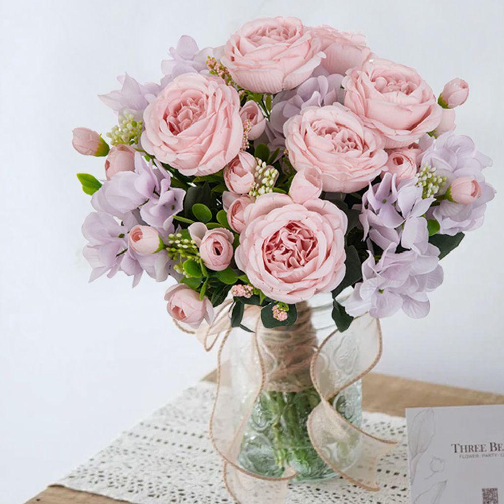 Artificial Flowers Silk Hydrangea Peony Wedding Bridal Bouquet Christmas Home Vase Outdoor Festival Diy Gift Decorative Ornament