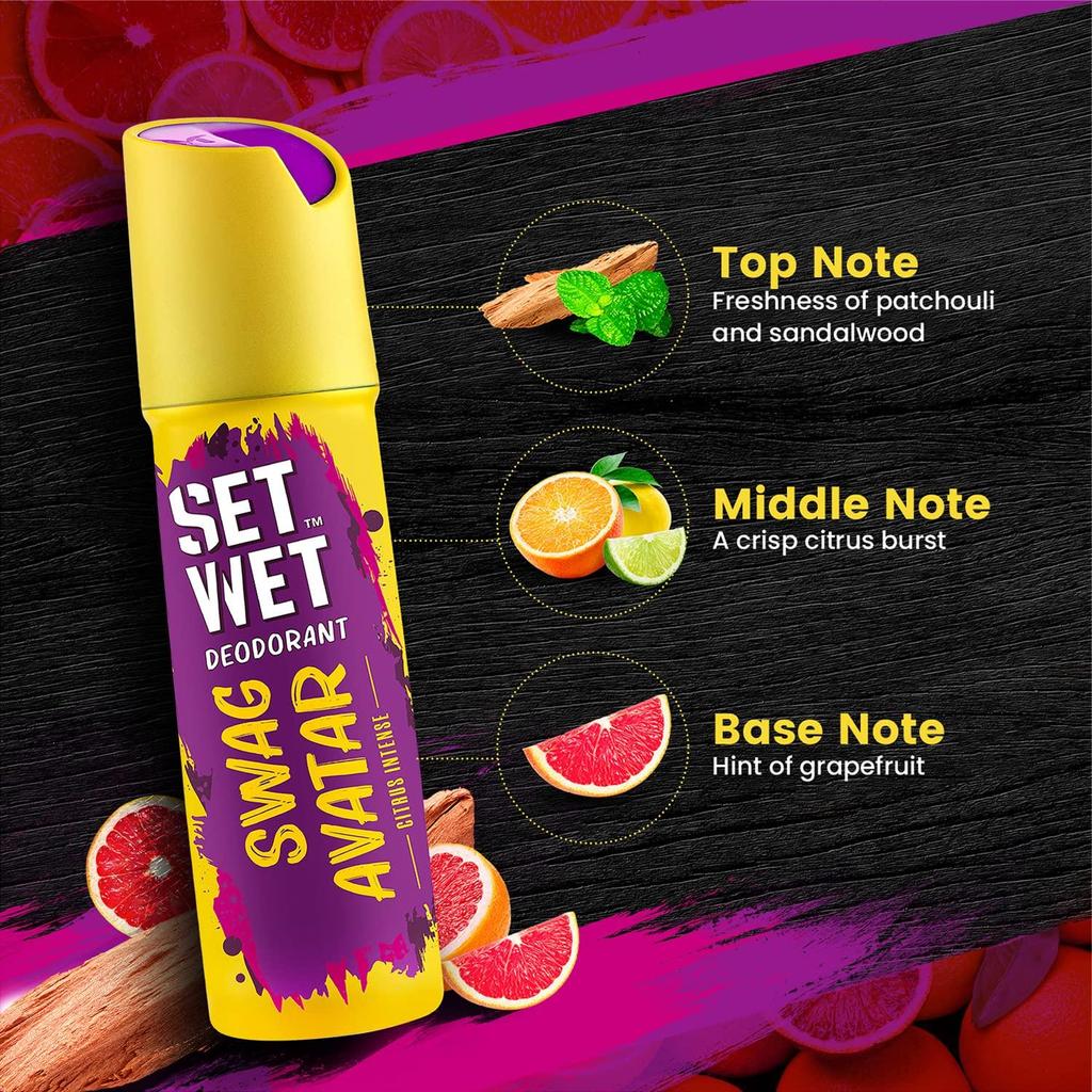 Set Wet Cool, Charm and Swag Avatar Deodorant Spray Perfume, 150 Ml Each (Pack of 3)