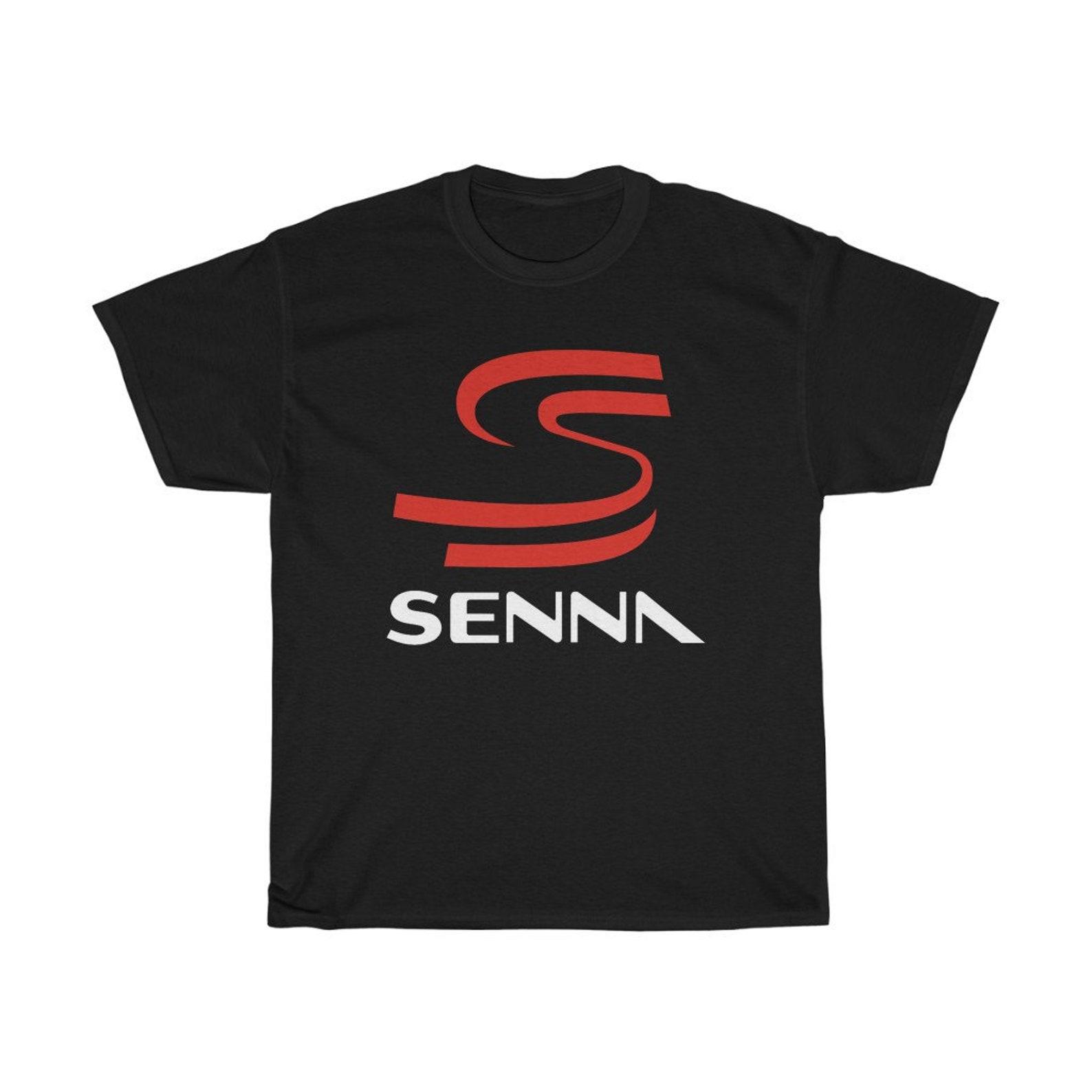 Ayrton Senna Logo Brazilian Racing Legend Black T-Shirt Size S to 5XL M